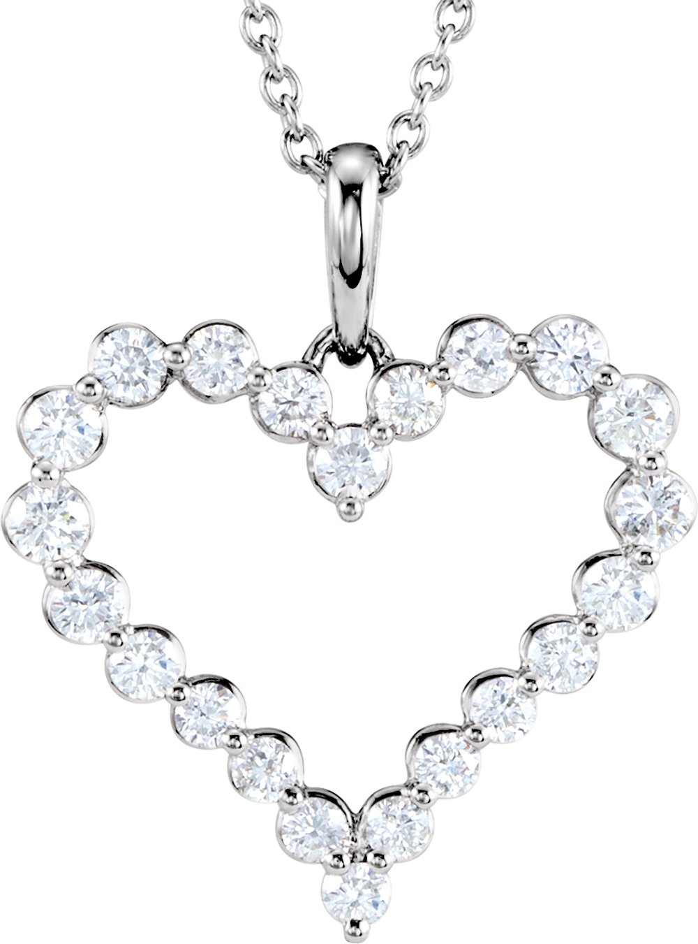 14K White 1 CTW Natural Diamond Heart 18" Necklace