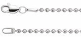 14K White Gold 1.8 mm Hollow Bead 16" Chain