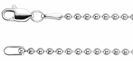 14K White Gold 1.8 mm Hollow Bead 16" Chain