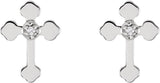 14K White .01 CTW Natural Diamond Cross Earrings