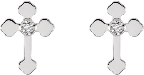 14K White .01 CTW Natural Diamond Cross Earrings