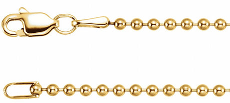 14K Yellow 1.8 mm Hollow Bead 20" Chain