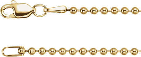 14K Yellow Gold Filled 1.8 mm Hollow Bead 18" Chain