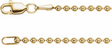 14K Yellow Gold 1.8 mm Hollow Bead 18" Chain