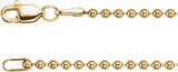 14K Yellow Gold 1.8 mm Hollow Bead 20" Chain