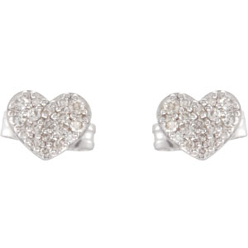 14K White 1/6 CTW Natural Diamond Heart Earrings