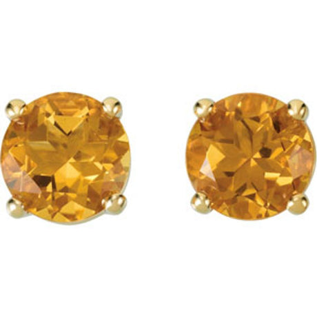 14K Yellow Gold Natural Citrine Stud Earrings