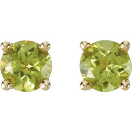 14K Yellow Gold 5 mm Natural Peridot Earrings