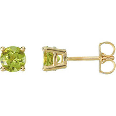 14K Yellow Gold 5 mm Natural Peridot Earrings