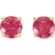 14K Yellow 6 mm Natural Pink Tourmaline Earrings