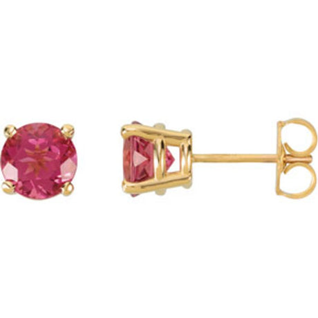 14K Yellow 6 mm Natural Pink Tourmaline Earrings
