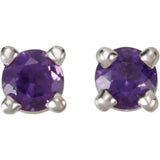 14K White 3 mm Natural Amethyst Earrings