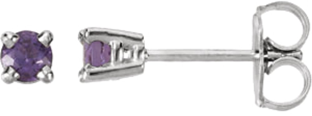 14K White Gold 3 mm Natural Amethyst Earrings