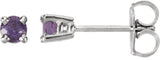 14K White Gold 3 mm Natural Amethyst Earrings