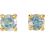 14K Yellow Gold Natural Aquamarine Stud Earrings