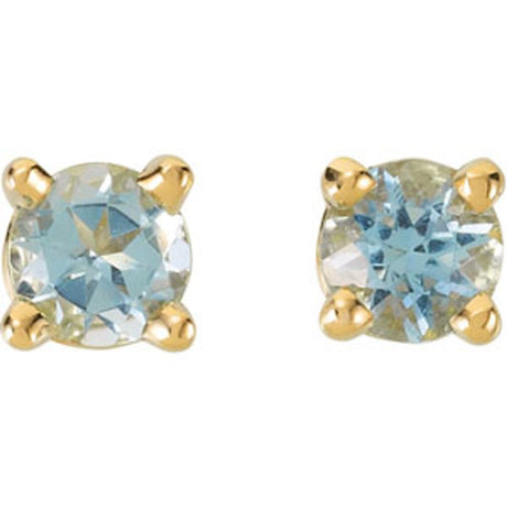 14K Yellow Gold Natural Aquamarine Stud Earrings
