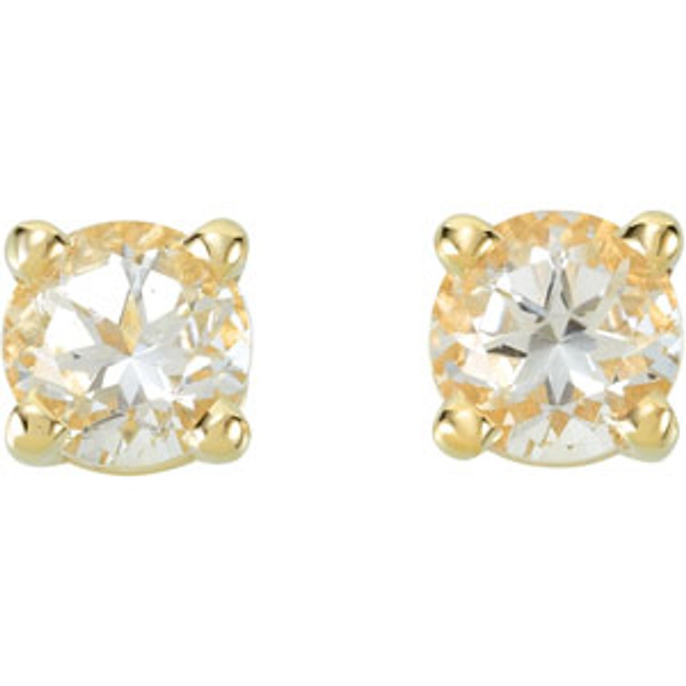 14K Yellow Gold 4 mm Natural White Sapphire Earrings