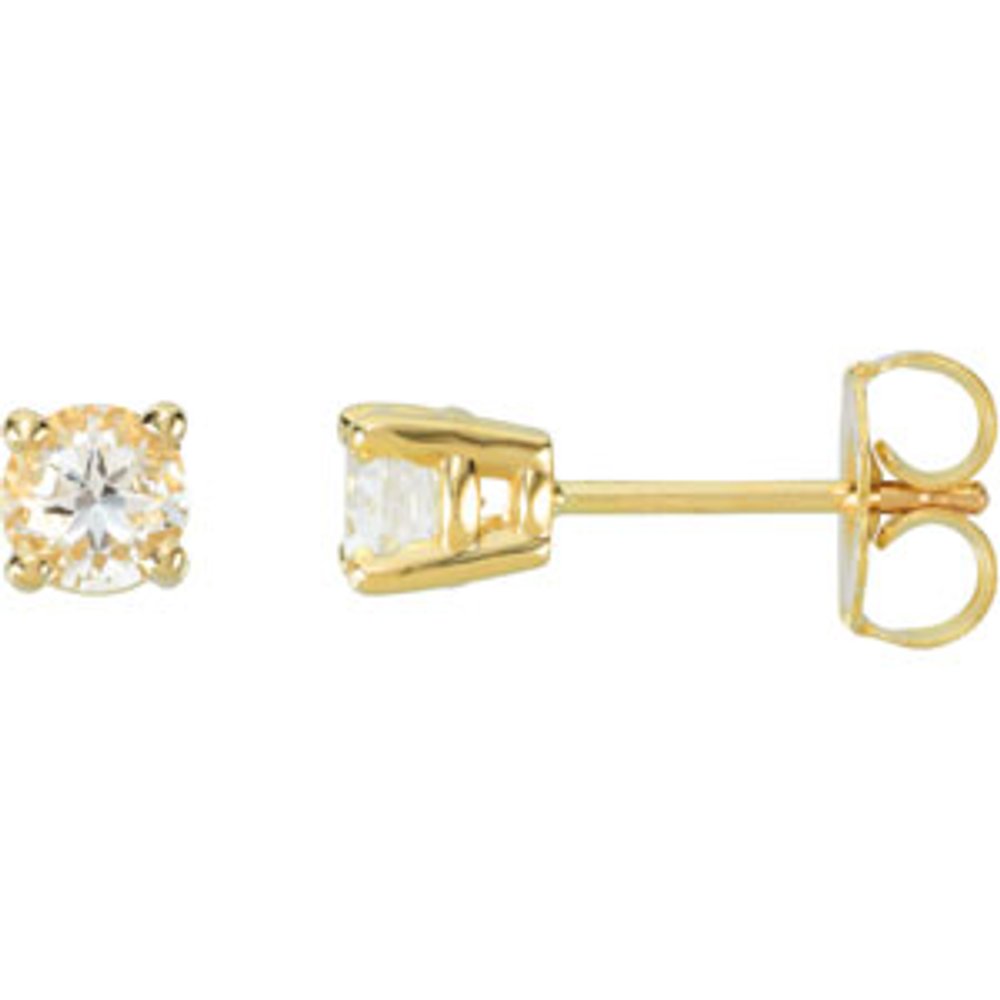 14K Yellow Gold 4 mm Natural White Sapphire Earrings