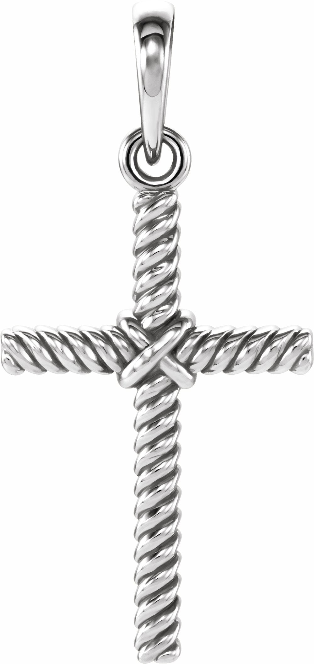 Sterling Silver 17.5x11.3 mm Rope Cross Pendant