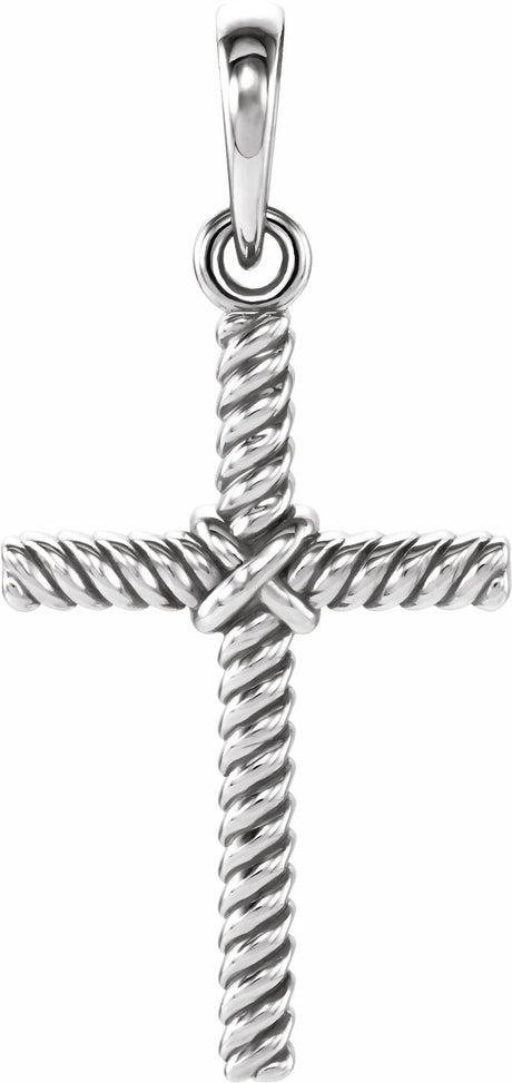 Sterling Silver 17.5x11.3 mm Rope Cross Pendant