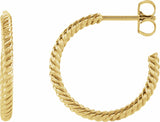 14K Yellow Rope 17 mm Hoop Earrings