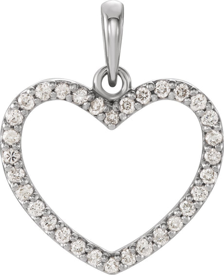14K White 1/5 CTW Natural Diamond Heart Pendant