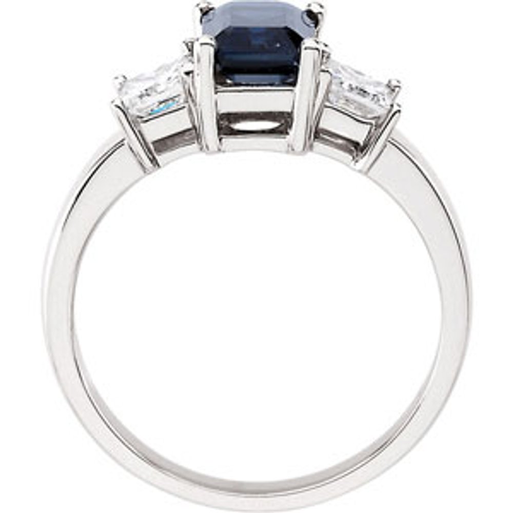 14K White Natural Blue Sapphire & 1/2 CTW Natural Diamond Ring