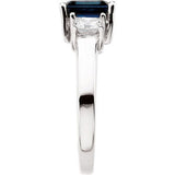 14K White Natural Blue Sapphire & 1/2 CTW Natural Diamond Ring