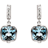 14K White Natural Swiss Blue Topaz and .07 CTW Natural Diamond Earrings