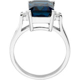 14K White Natural London Blue Topaz & 1/10 CTW Natural Diamond Ring