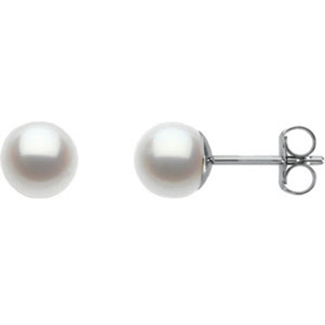 14K White Gold Cultured White Freshwater Pearl Earrings