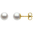 14K Yellow Gold Cultured White Freshwater Pearl Earrings