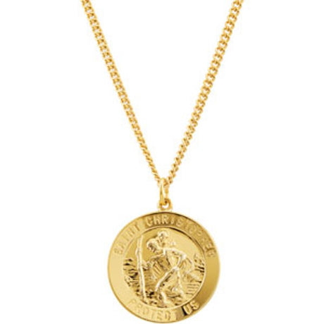 24K Yellow Gold-Plated Sterling Silver 25 mm St. Christopher Medal 24" Necklace