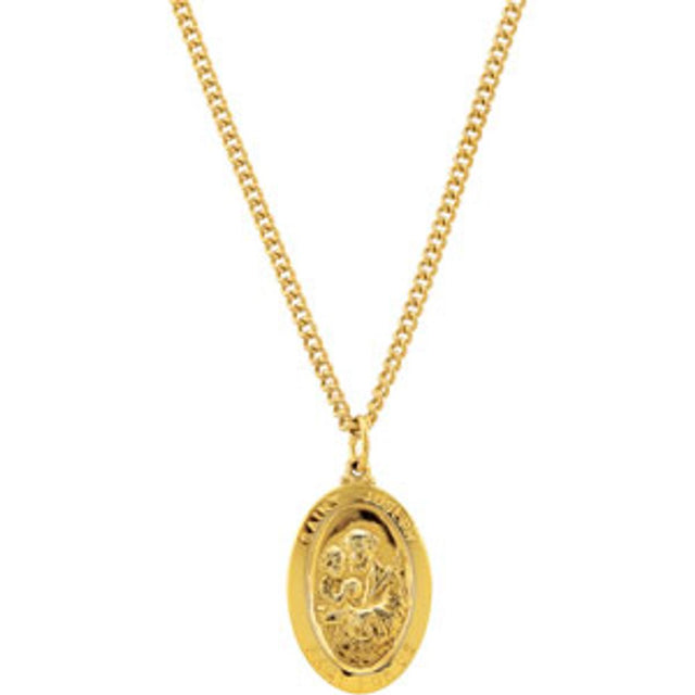 24K Yellow Gold-Plated 26x16 mm St. Joseph 24" Necklace