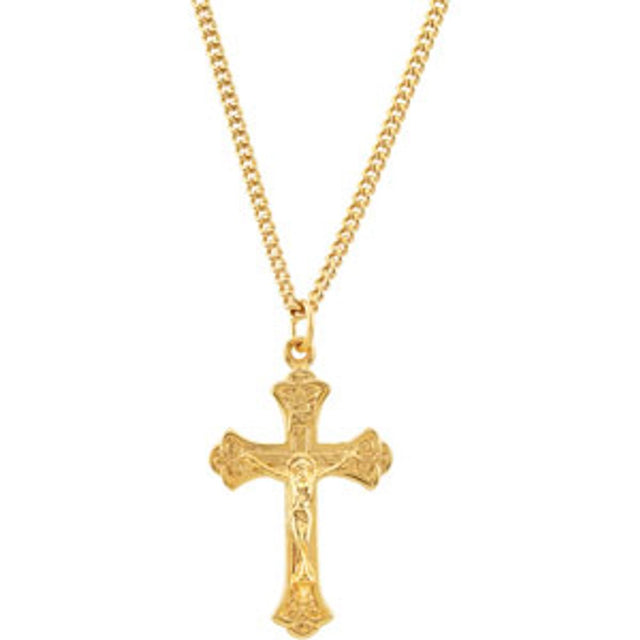 24K Yellow Gold-Plated 36.7x22.3 mm Crucifix 24" Necklace 