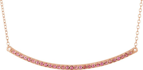 14K Rose Natural Pink Sapphire Bar 16-18" Necklace