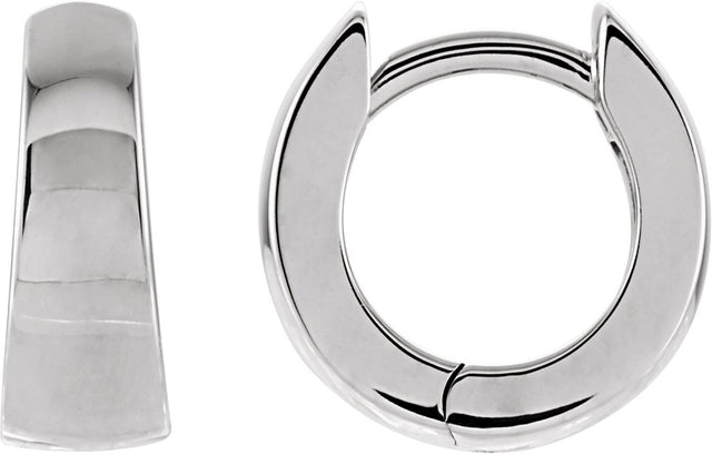 14K White Hinged 10.25 mm Hoop Earrings