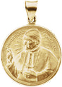 14K Yellow 20 mm Round Pope John Paul II Hollow Medal