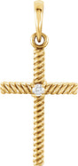 14K Yellow Gold .02 CT Natural Diamond Cross Pendant