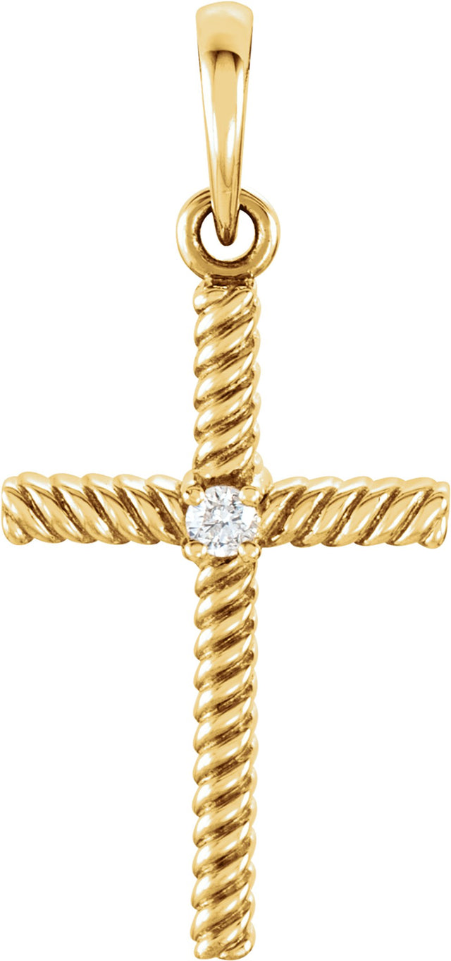 14K Yellow Gold .02 CT Natural Diamond Cross Pendant