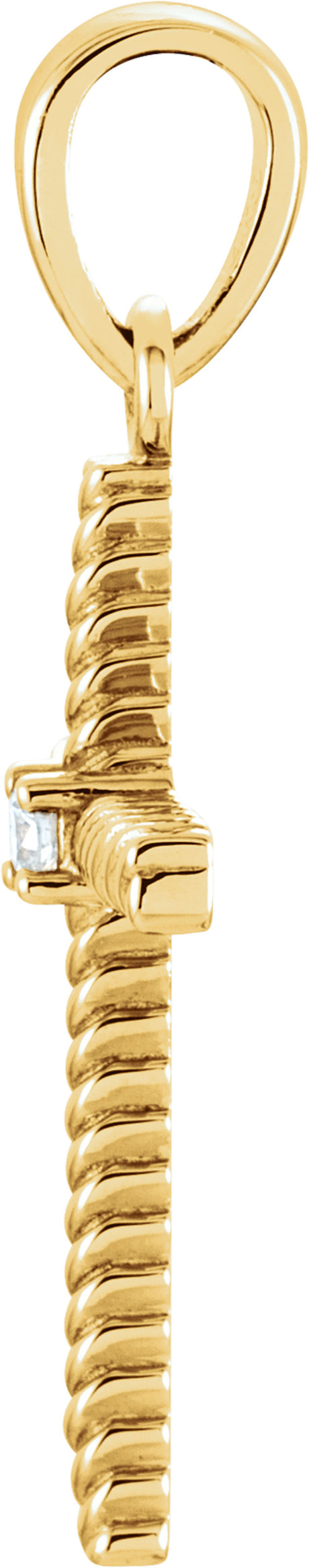14K Yellow Gold .02 CT Natural Diamond Cross Pendant