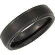 Tungsten 6 mm Flat-Edge Grooved Comfort-Fit Half-Round Band Size 7
