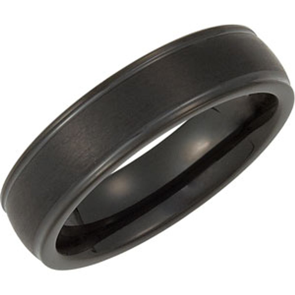 Tungsten 6 mm Flat-Edge Grooved Comfort-Fit Half-Round Band Size 7