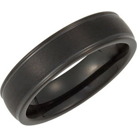 Tungsten 6 mm Flat-Edge Grooved Comfort-Fit Half-Round Band Size 7