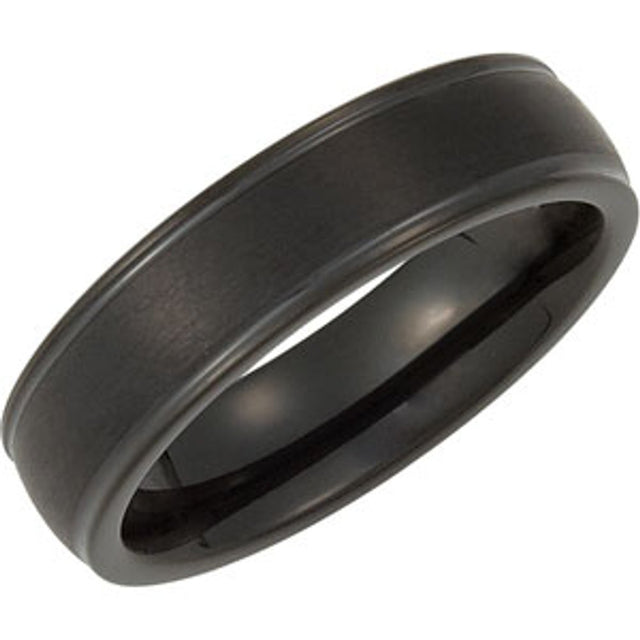 Tungsten 6 mm Flat-Edge Grooved Comfort-Fit Half-Round Band Size 7