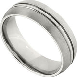 Titanium 7 mm Grooved Comfort-Fit Half Round Band Size 9