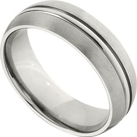 Titanium 7 mm Grooved Comfort-Fit Half Round Band Size 9