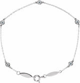 14K White Gold 1/3 CTW Natural Diamond Bezel-Set Station 7" Bracelet