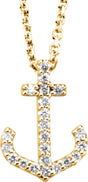 14K Yellow .08 CTW Natural Diamond Anchor 16" Necklace