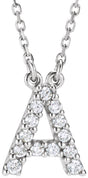 14K White Gold 1/8 CTW Natural Diamond Initial A 16" Necklace